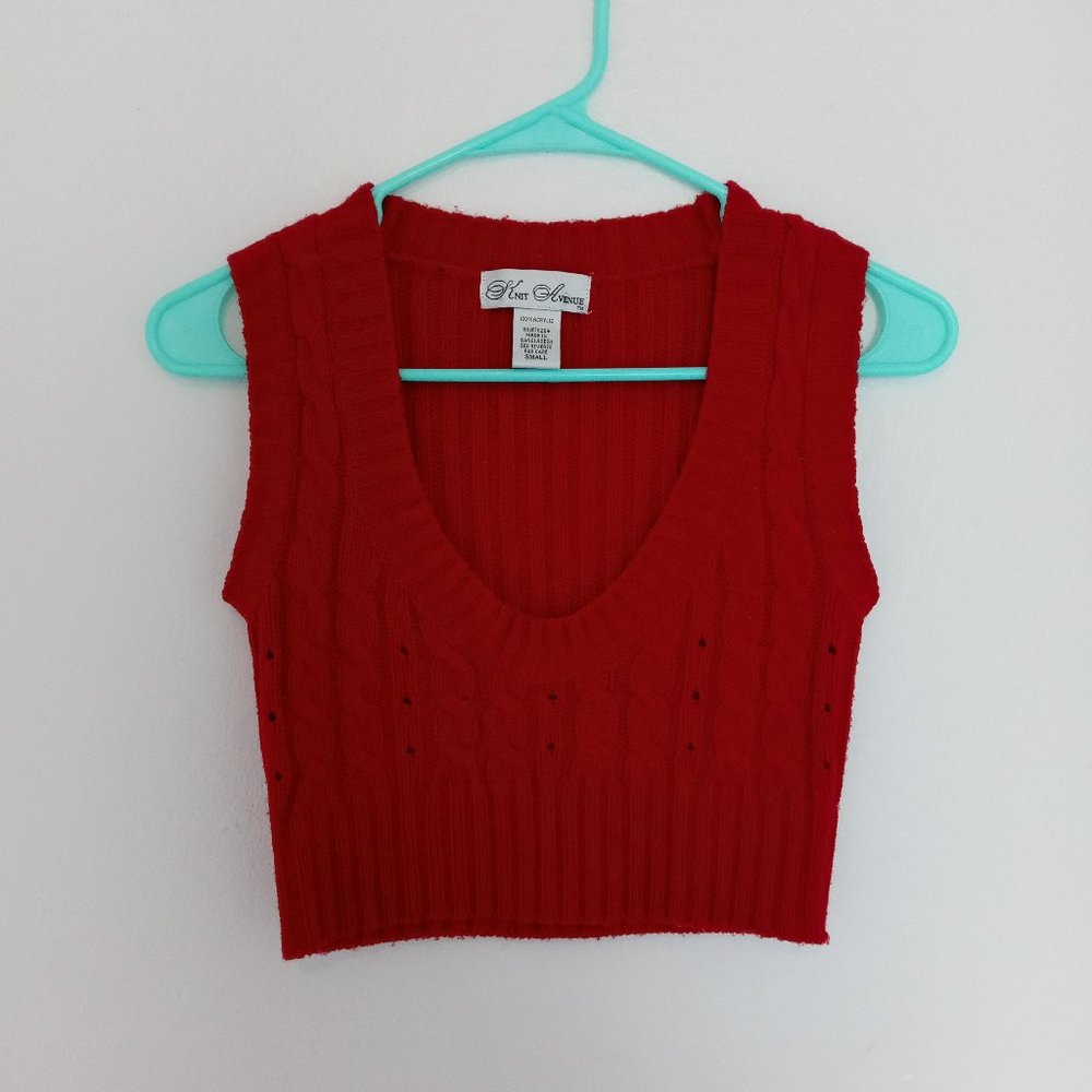 Cropped Red Sweater Vest/ Bralette